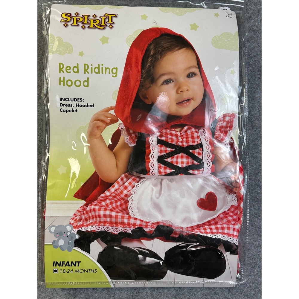 Spirit Halloween Red Riding Hood Infant Costume 18-24 Months Dress & Capelet